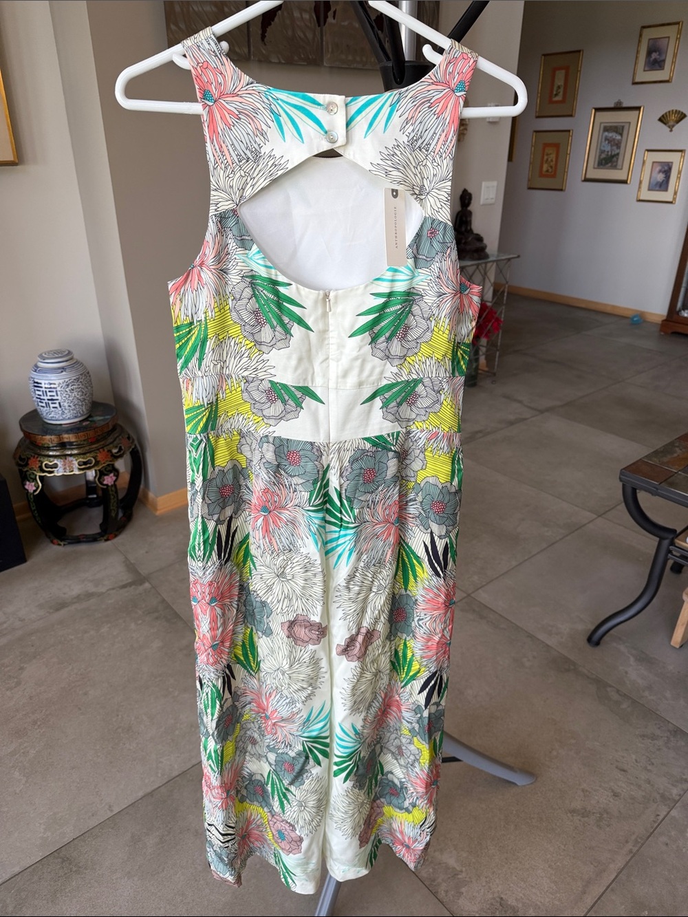 NWT Anthropologie Corey Lynn Calter Bloome Jumpsuit in Cream and Green sz 2 - Picture 11 of 12
